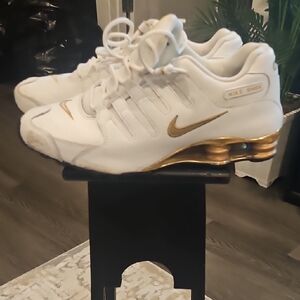 Nike Shox White with Gold Accents